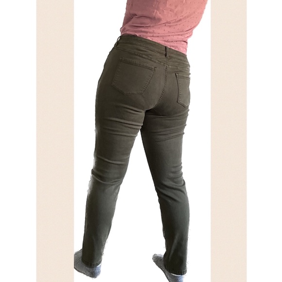 Olive Green, High-waisted Jegging Style Jeans, worn only a couple times - Picture 1 of 4